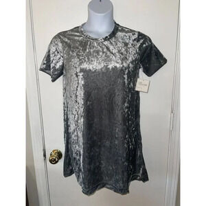 Crushed Velvet Gray Dress – Medium, Chic & Stretchy#0278